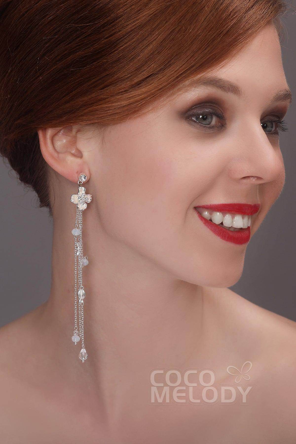 Silver Cloud Alloy Wedding Earrings with Rhinestone HG17002 - COCOMELODY